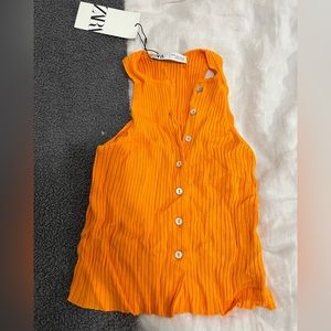 ZARA orange button-up top